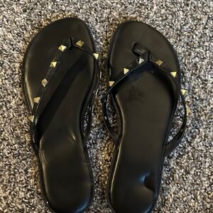 Torrid Black Sandals with Gold Studs